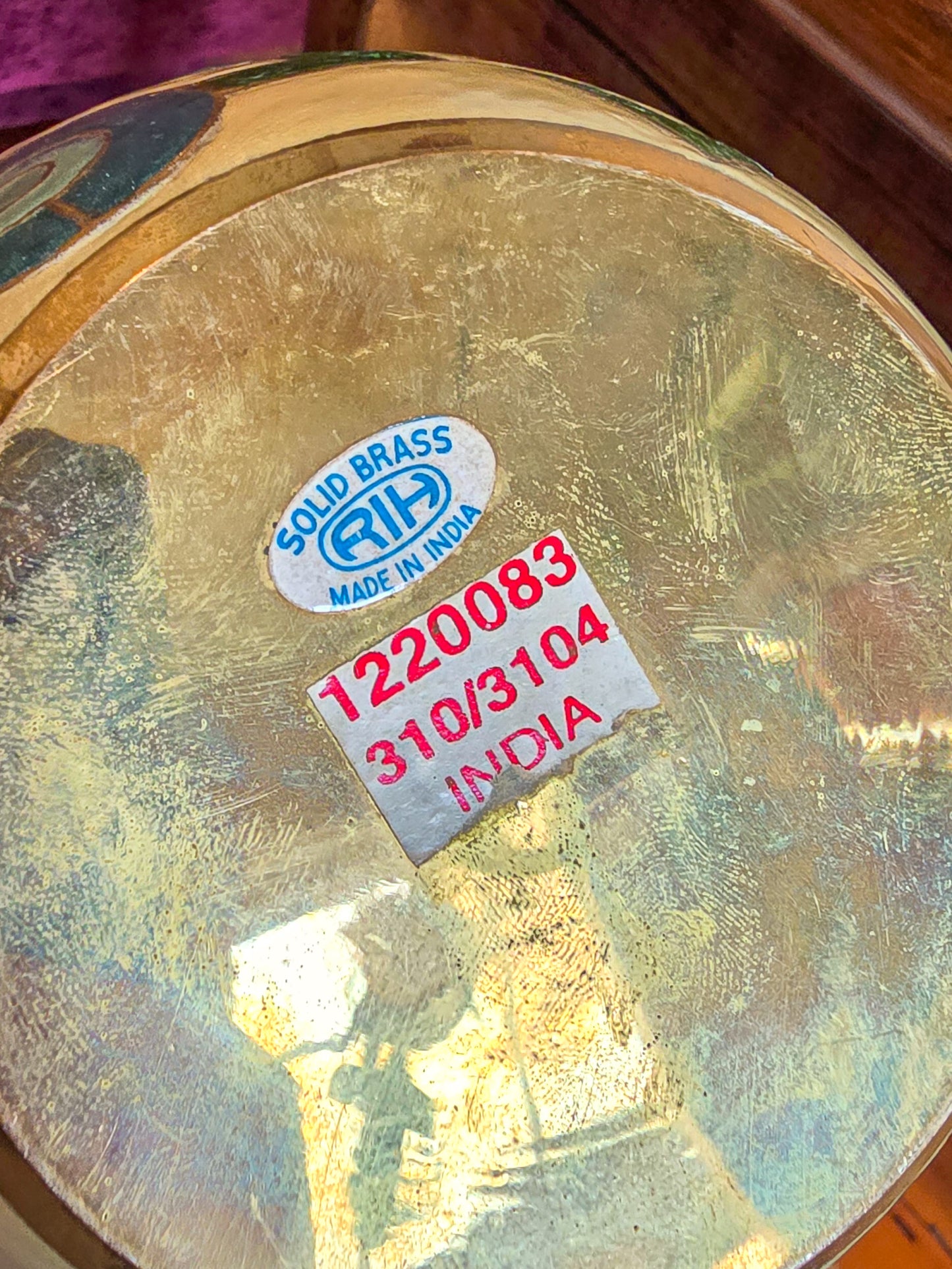 Vintage Mid-Century Indian Brass Cloisonne Urn