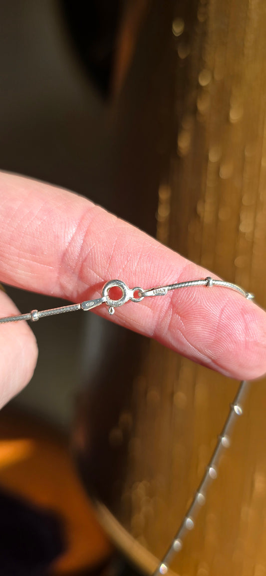 Vintage Italian Beaded Snake Chain 925 Sterling