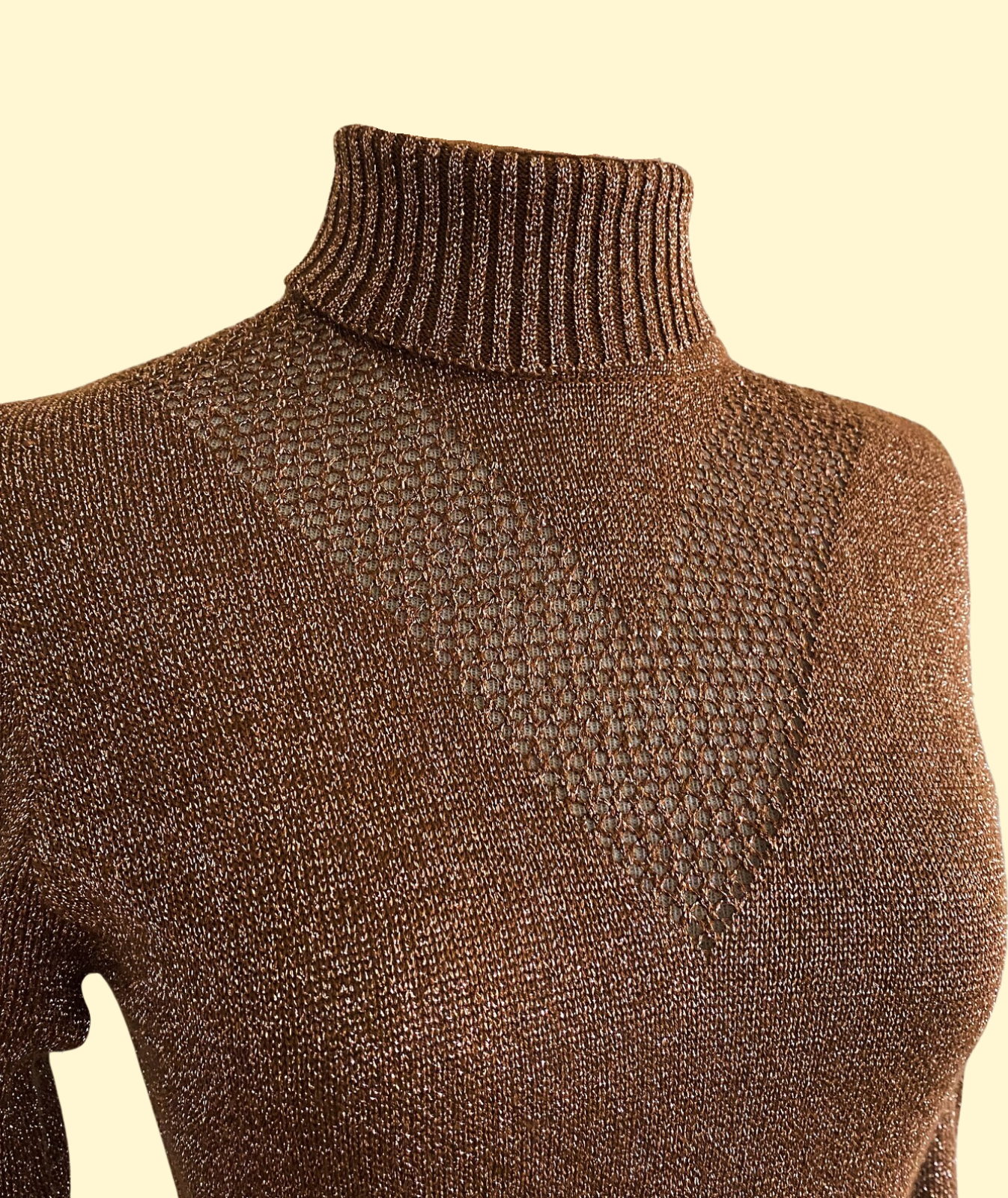 Vintage 70's Wenjilli Bronze-Copper Lurex Gown
