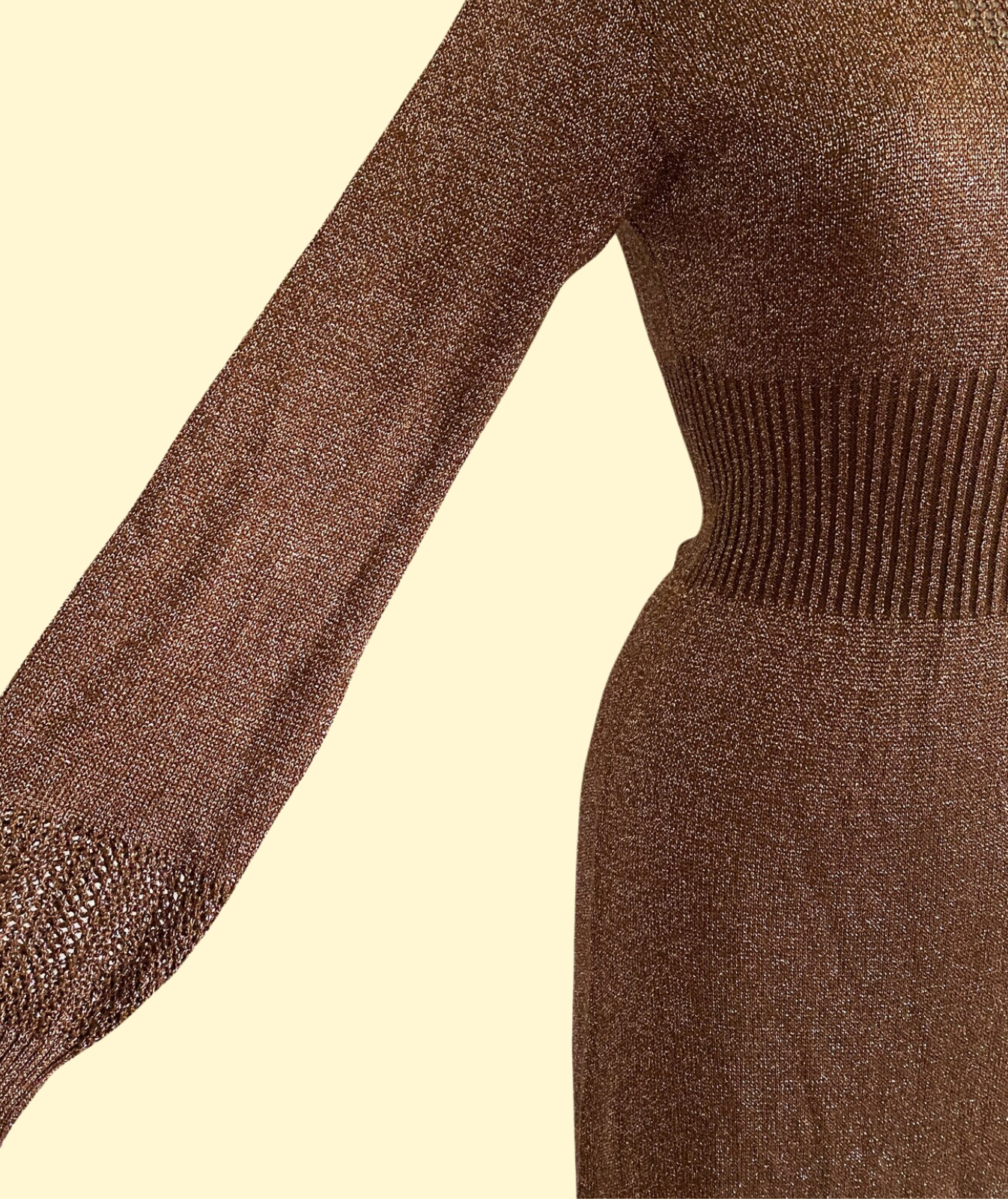Vintage 70's Wenjilli Bronze-Copper Lurex Gown