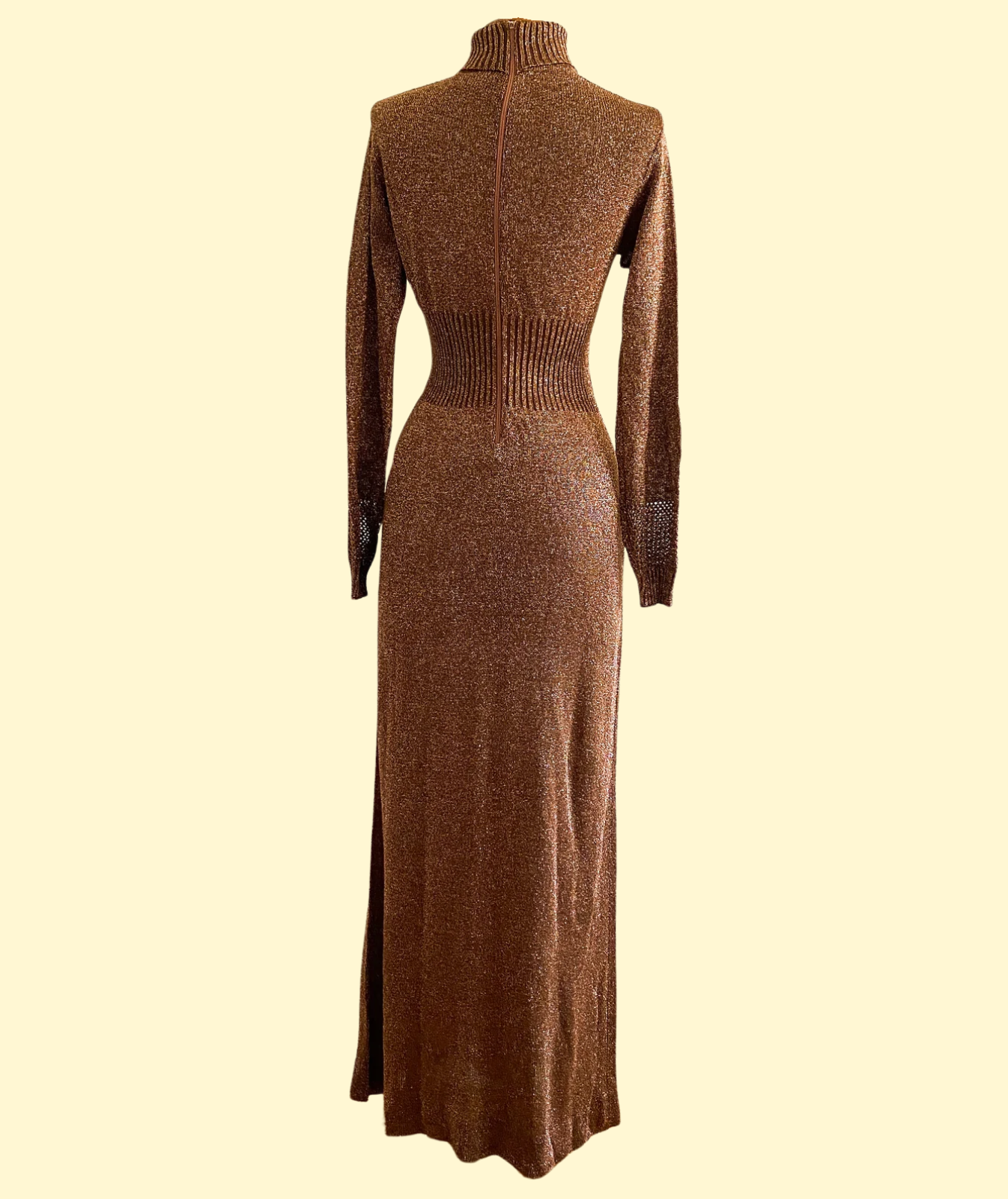 Vintage 70's Wenjilli Bronze-Copper Lurex Gown