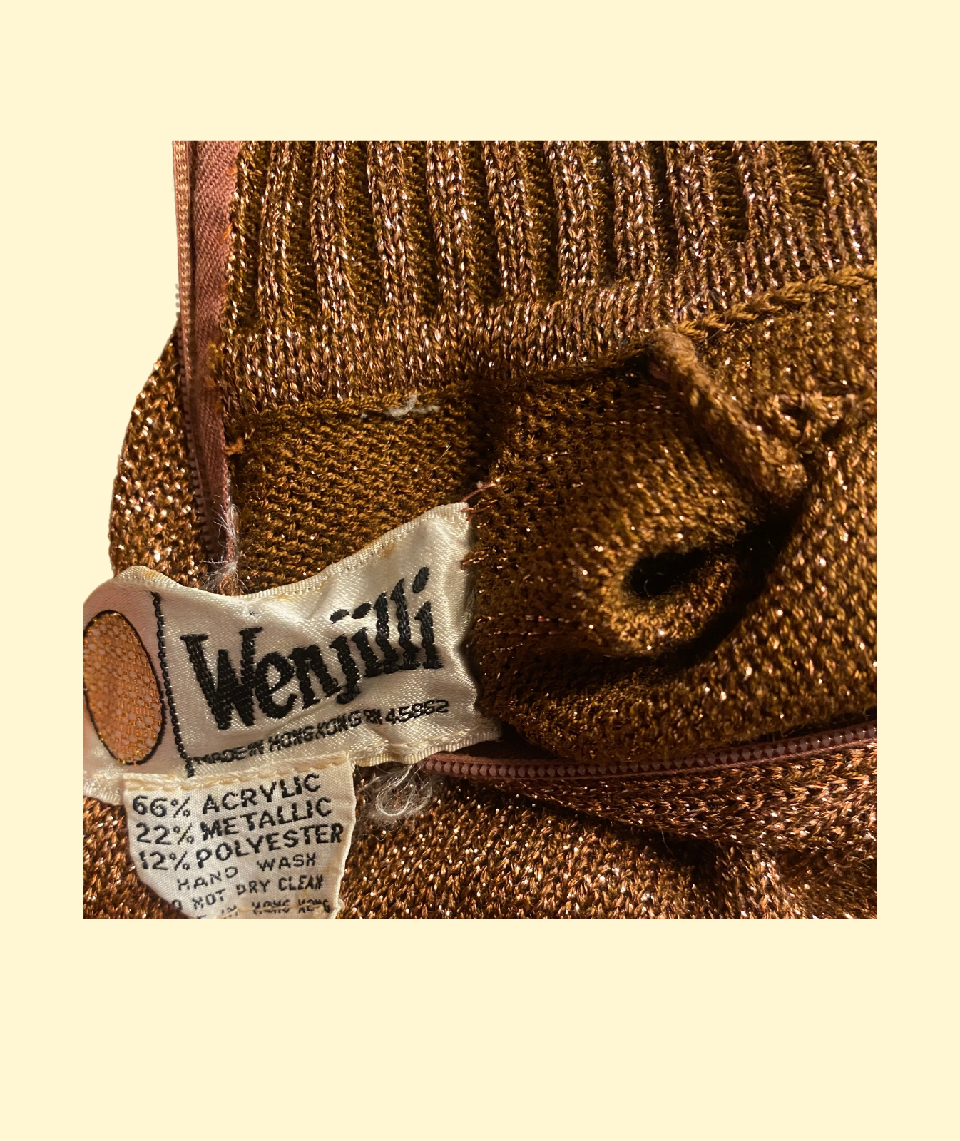 Vintage 70's Wenjilli Bronze-Copper Lurex Gown