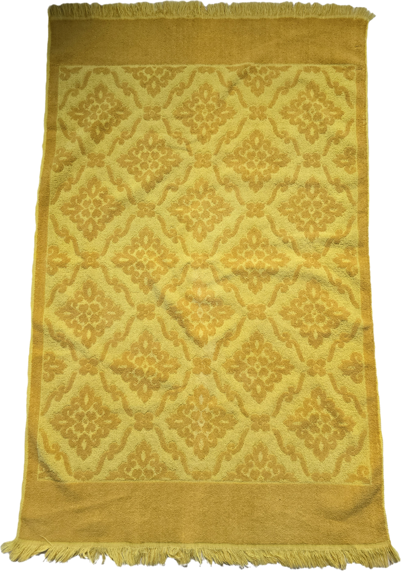 Vintage St Mary's Mustard Yellow Jacquard Bath Towel