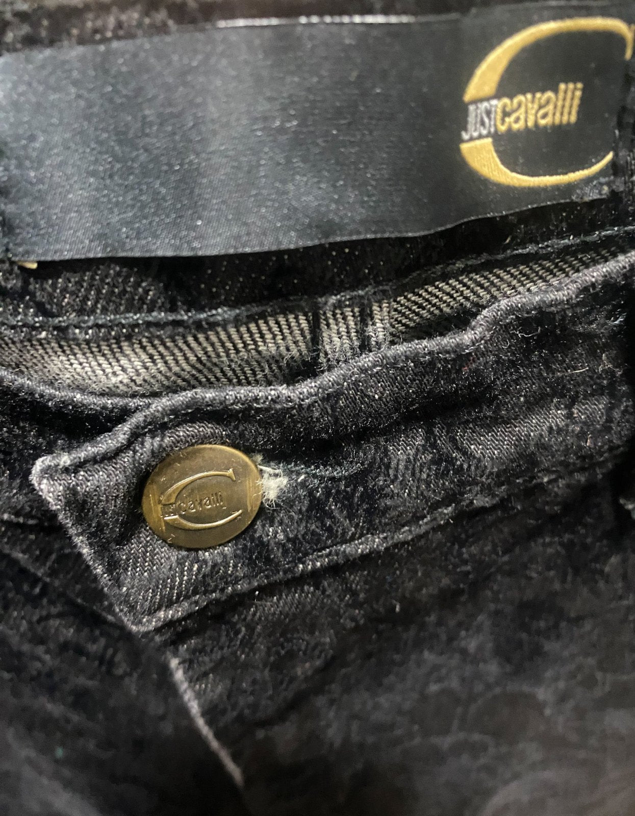 Early Aughts Just Cavalli Flocked Jeans