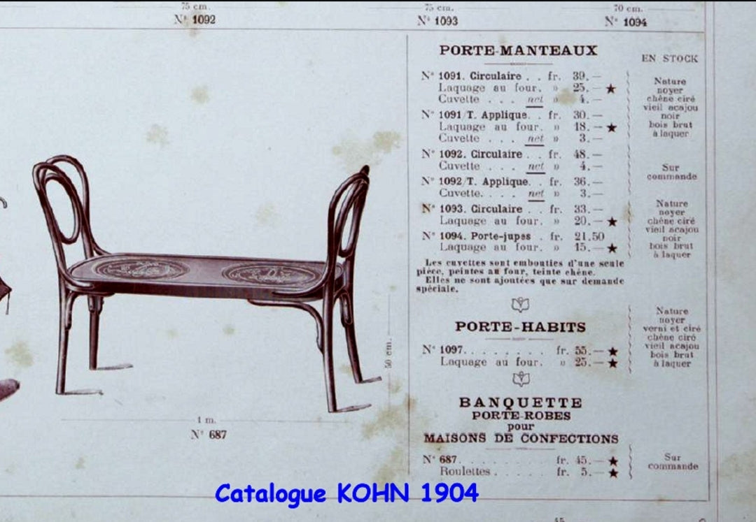 Antique J&J Kohn Bentwood Bench