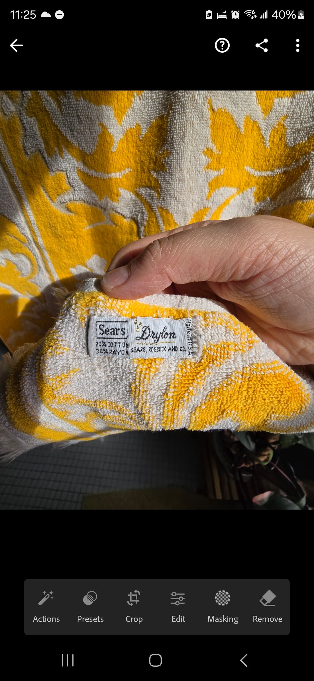 Vintage Sears Drylon Floral Bath Towel