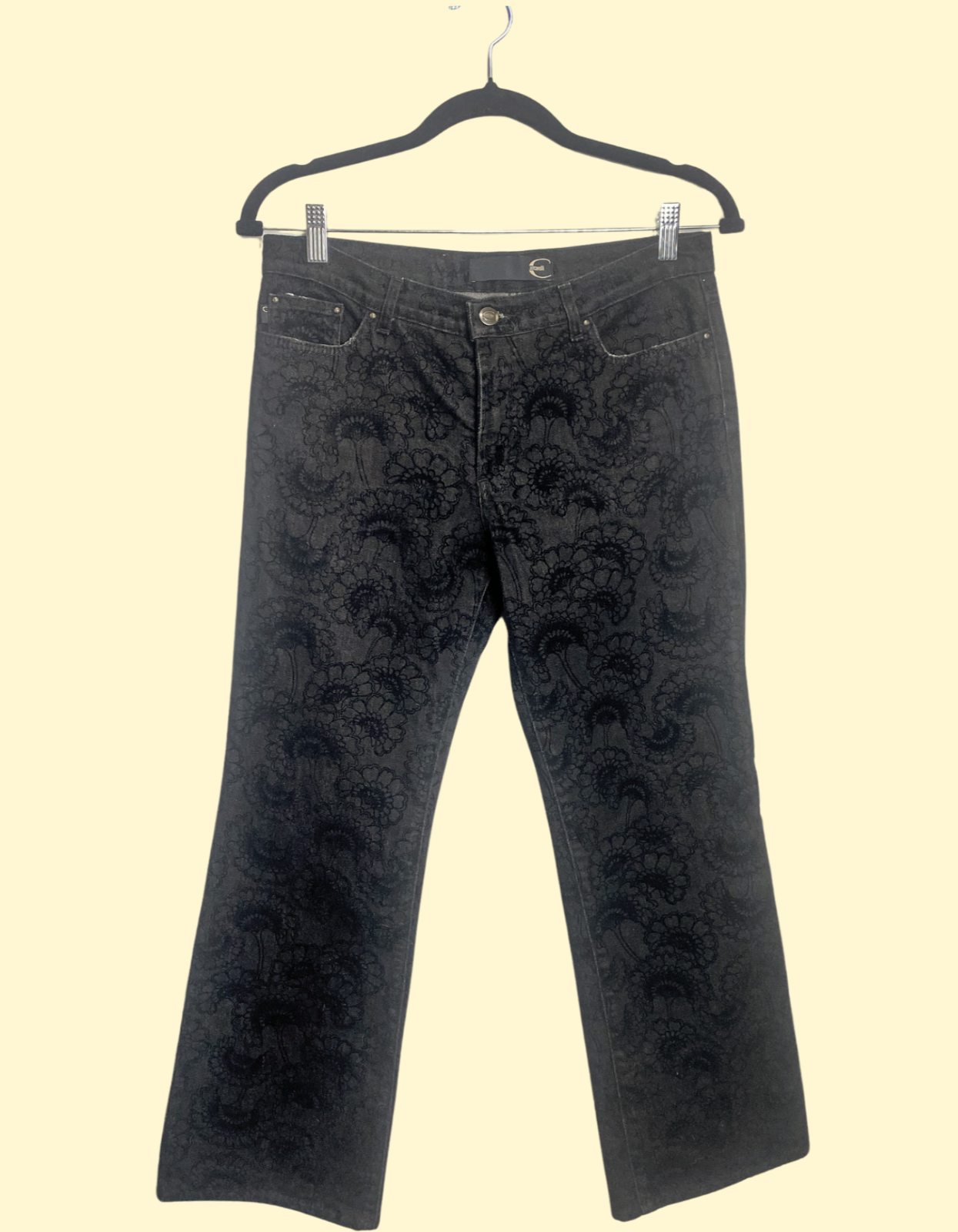 Early Aughts Just Cavalli Flocked Jeans