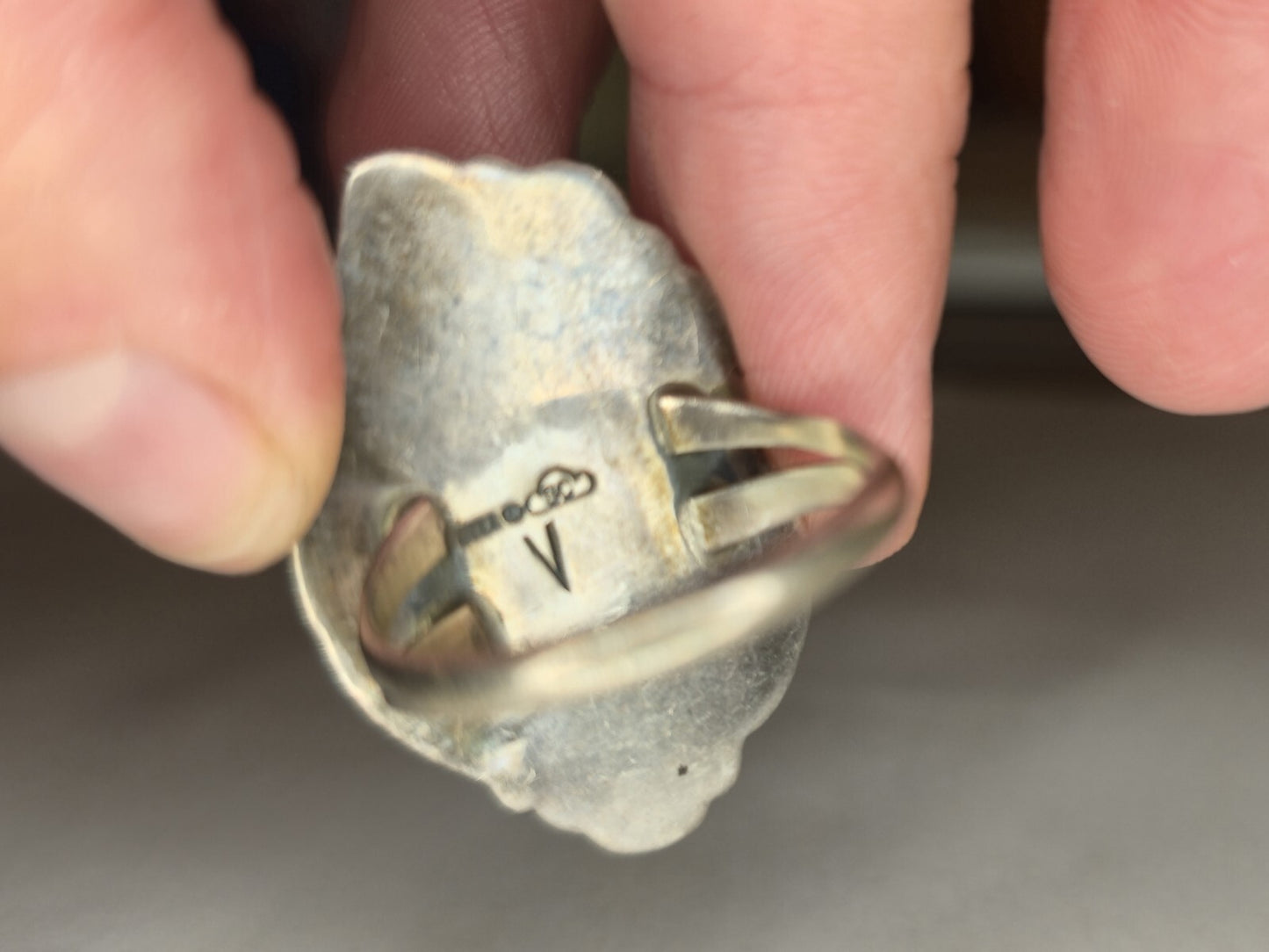 Native American Style Spiney Oyster And Turquoise sterling Silver Ring