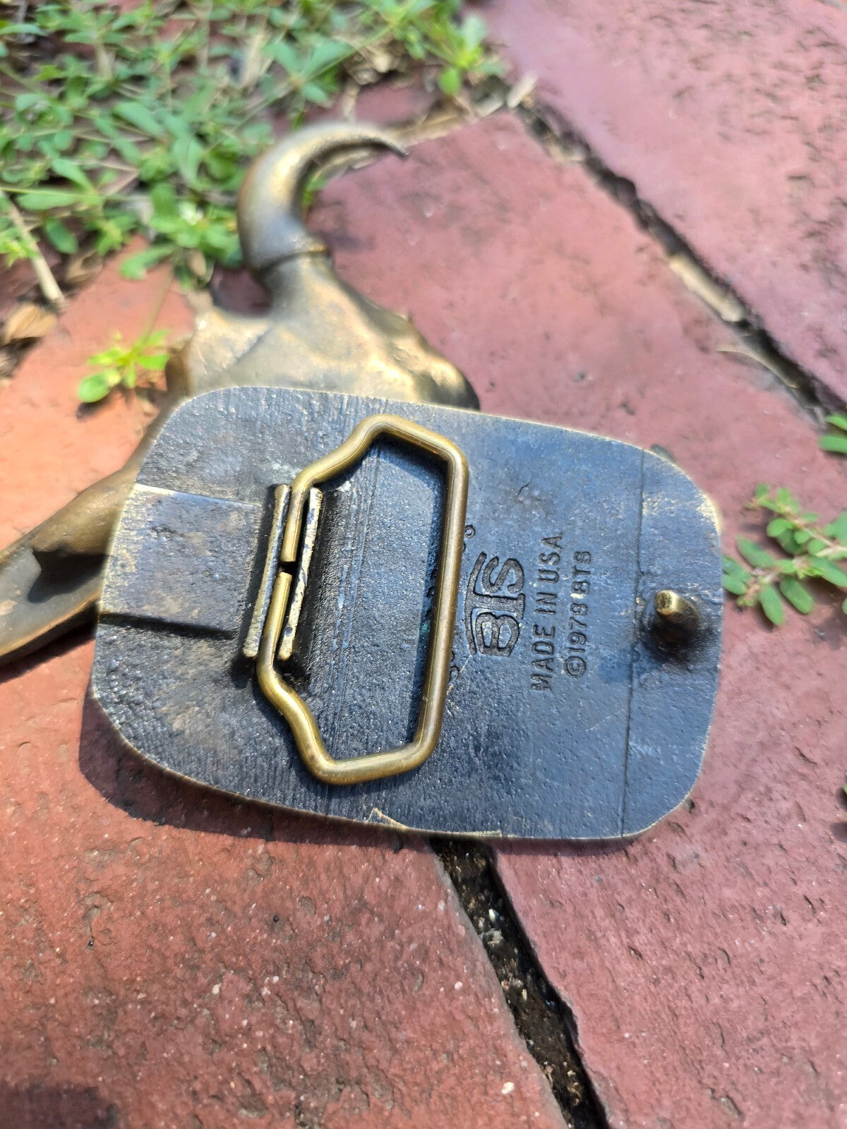 1970s Solid Vintage Brass Elk Belt Buckle