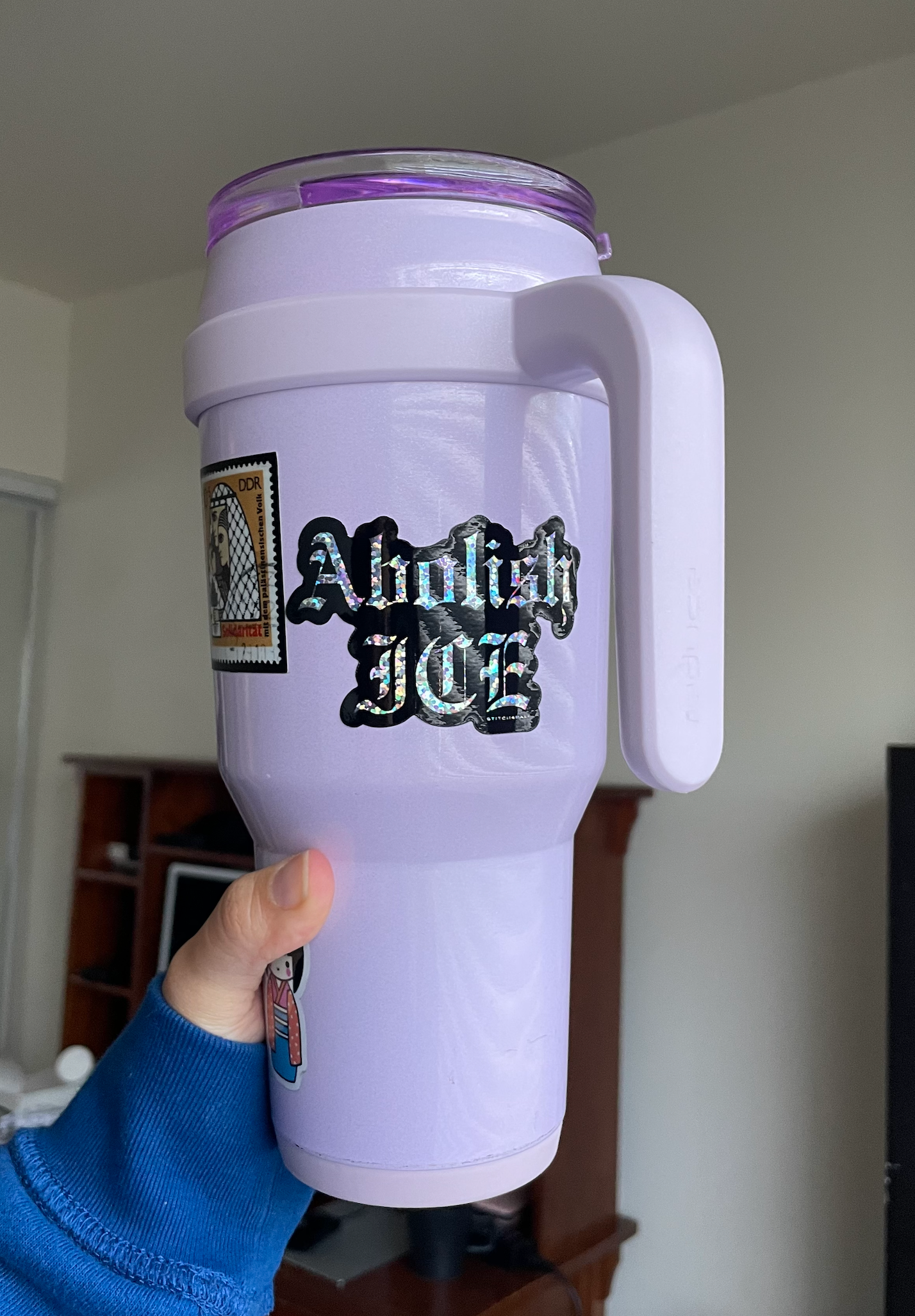 Abolice ICE glitter sticker with Old English Font