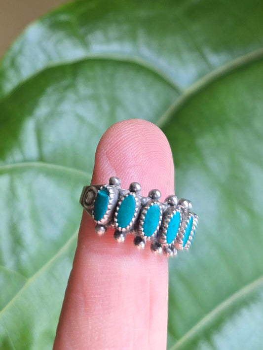 Zuni Native American Sterling Silver and Needlepoint Turquoise Ring (as is)