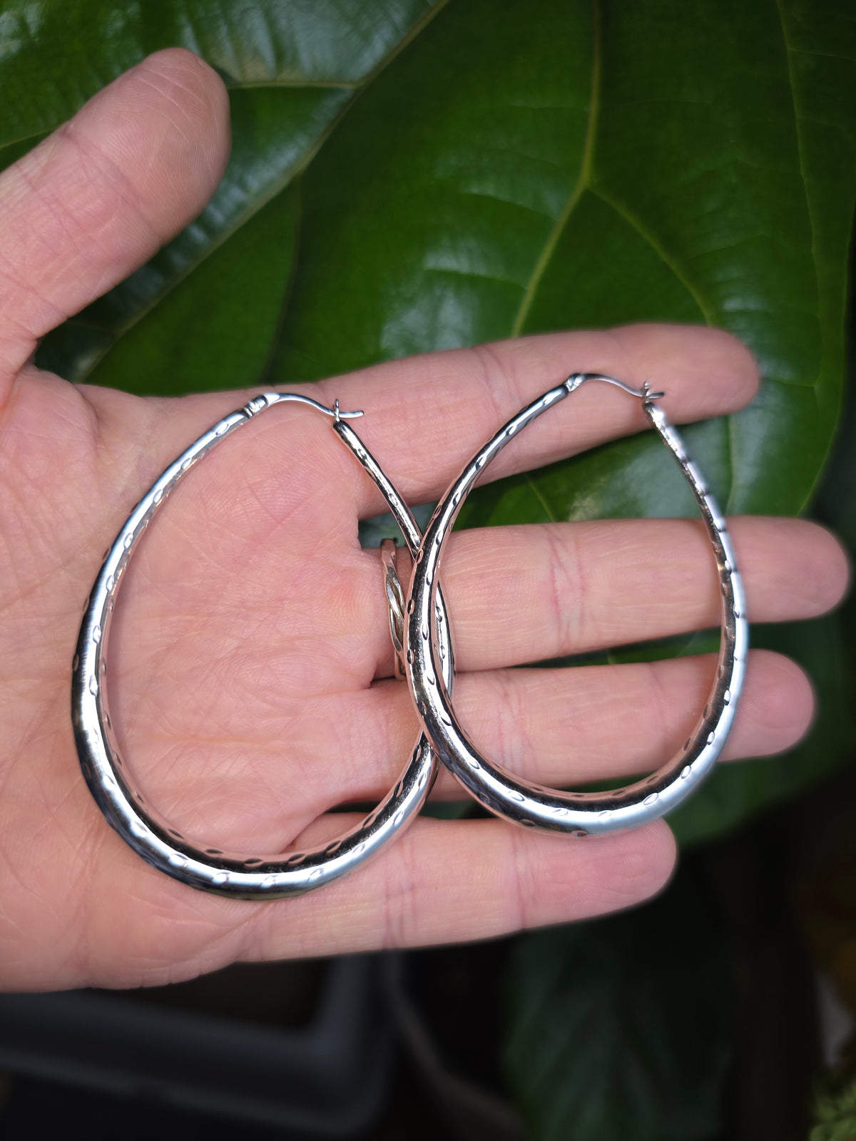 Vintage Hammered Sterling Silver Hoops