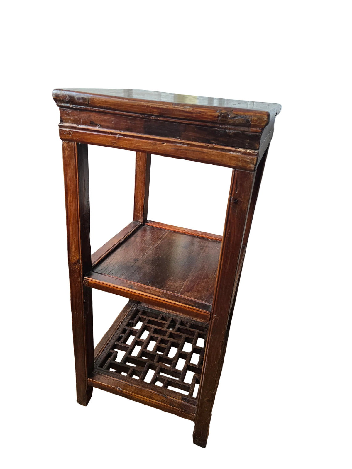 Antique Lacquered Chinese Tea or Scholars Three Tier Table