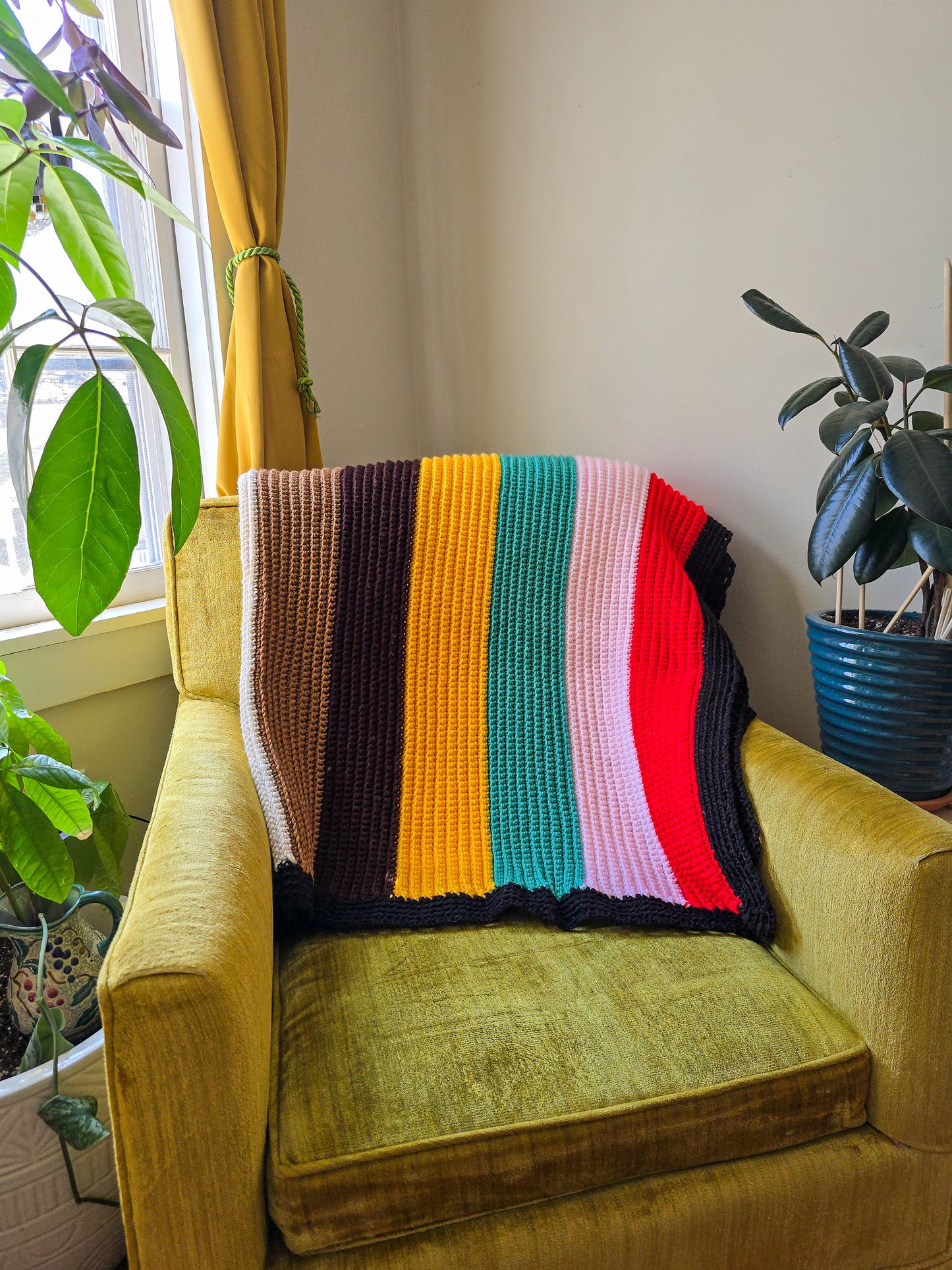 Large and Soft Multi-color Crochet Throw