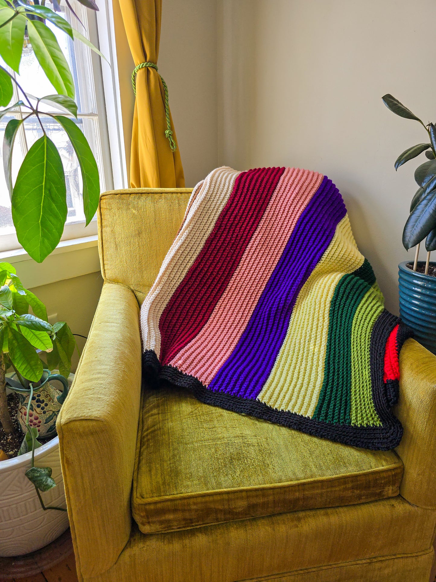 Large and Soft Multi-color Crochet Throw