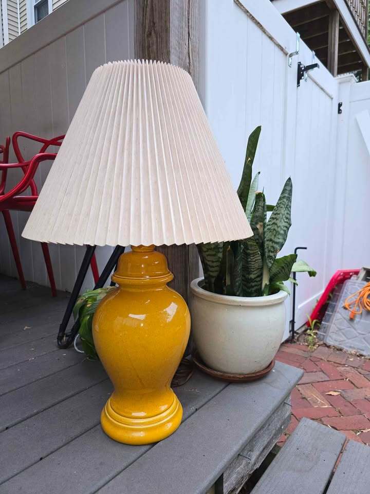 Vintage MCM Haegar Pottery Mustard Yellow Ginger Jar Lamp