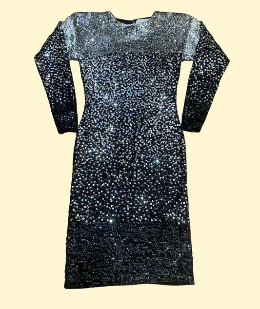 Vintage 80's Adrienne Vittadini Sequin Knit Midi Length Dress