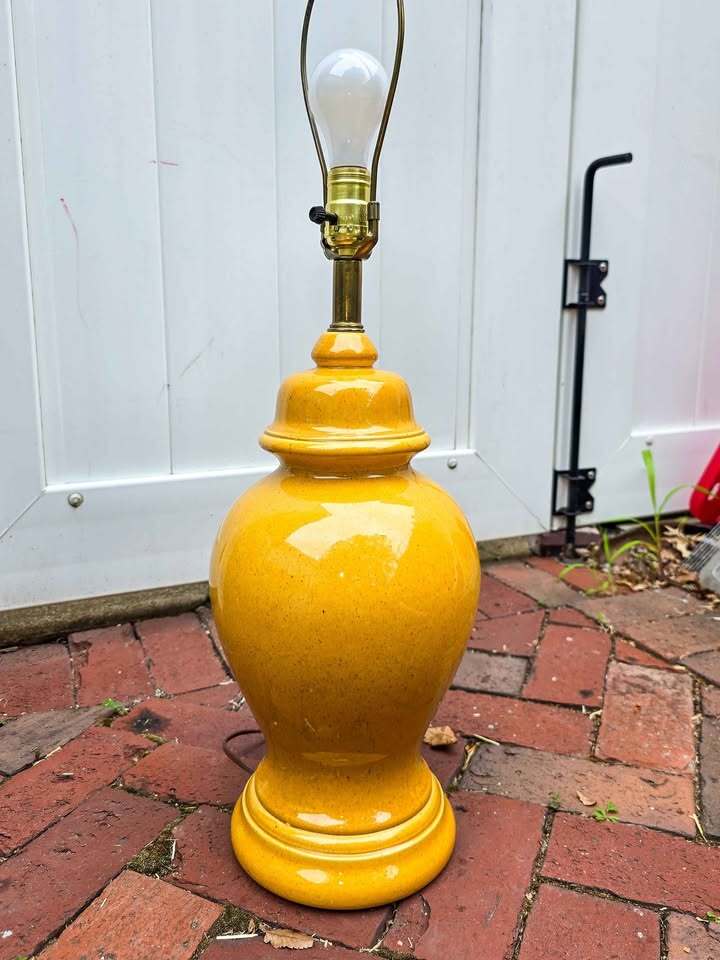 Vintage MCM Haegar Pottery Mustard Yellow Ginger Jar Lamp