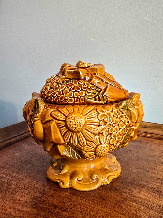 Rare 1960s Flowerpower Japanese Cookie Jar