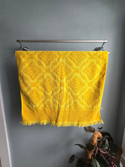 Vintage St Mary's Mustard Yellow Jacquard Bath Towel