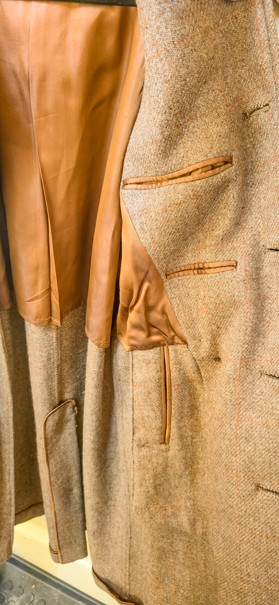 1970s Burberry Tweed Wool Overcoat with Leather buttons