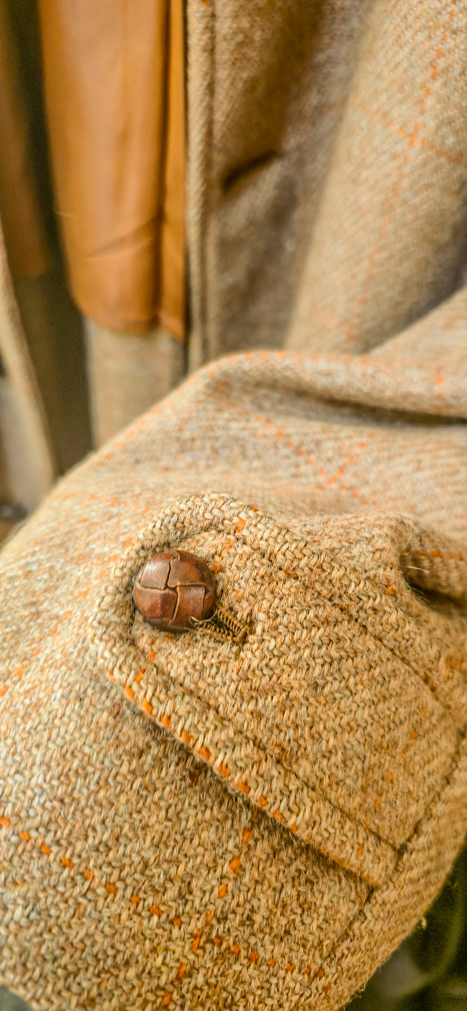 1970s Burberry Tweed Wool Overcoat with Leather buttons