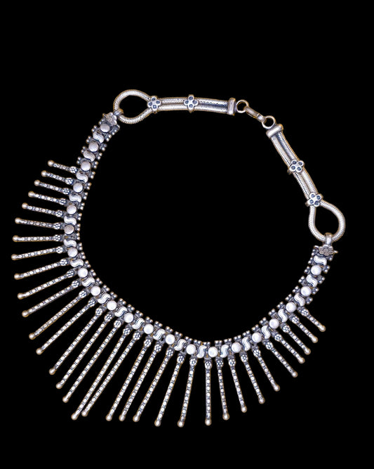 Vintage Estate Jewelry Rajasthani Sterling Silver Bib Necklace