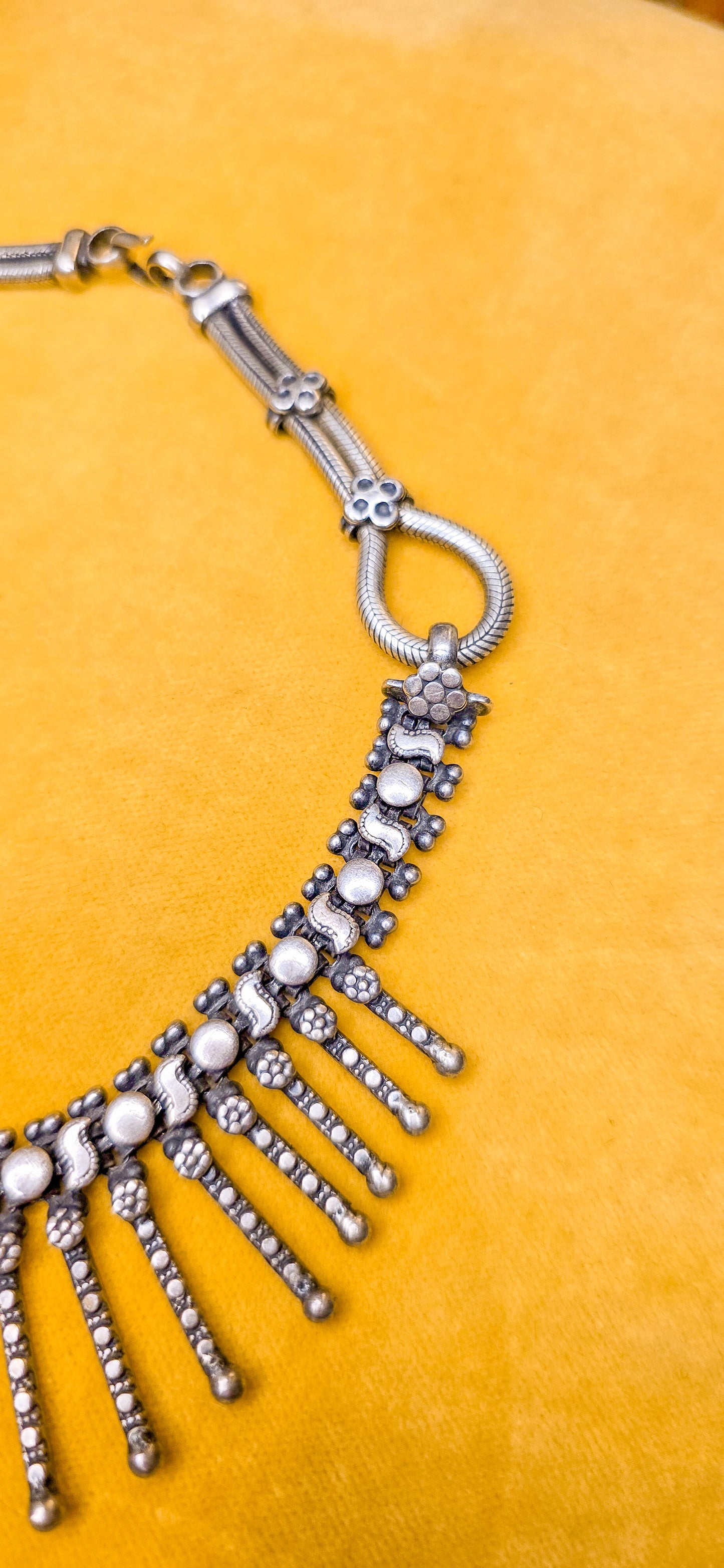 Vintage Estate Jewelry Rajasthani Sterling Silver Bib Necklace