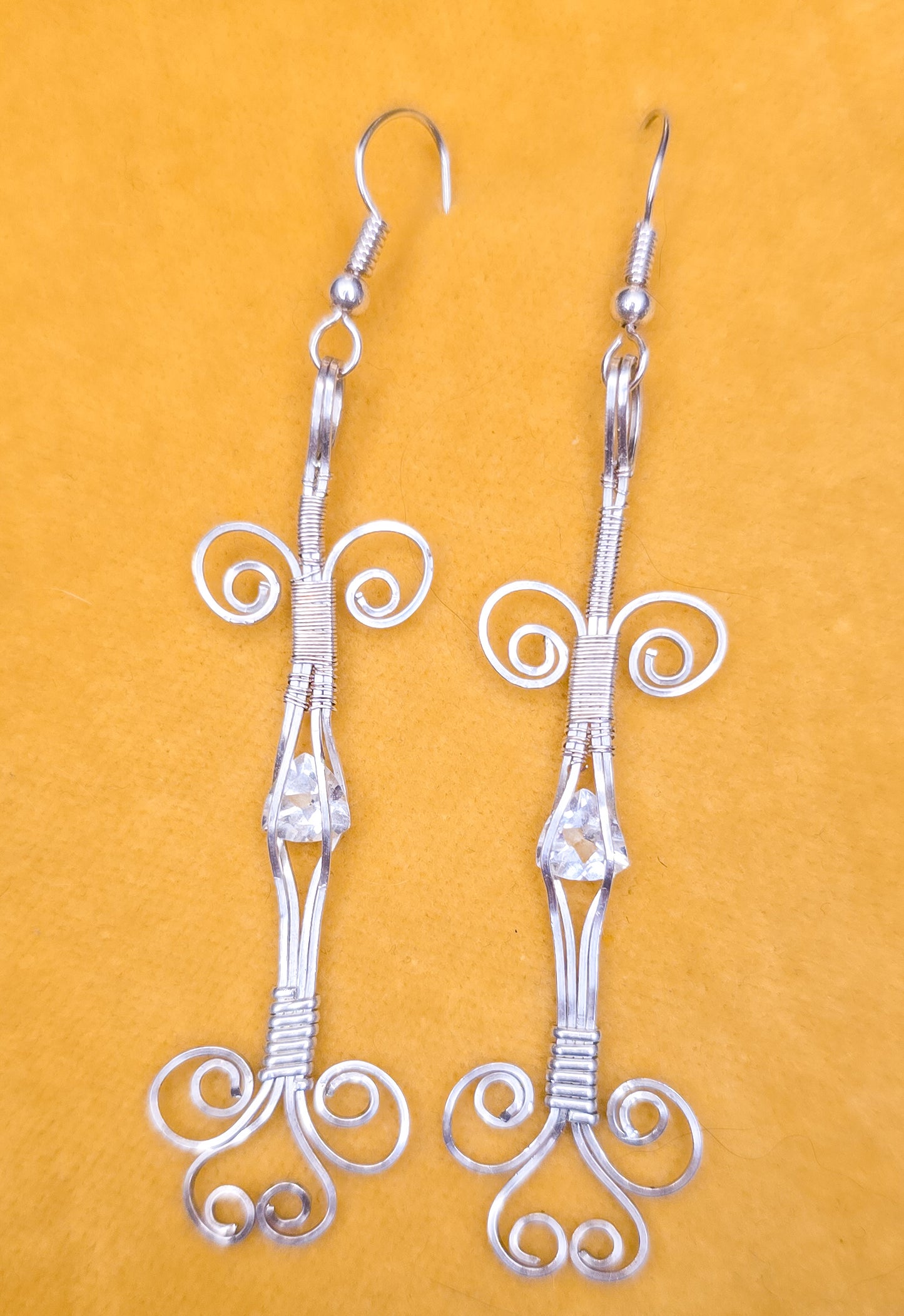Vintage Wire Wrapped Clear Quartz Earrings