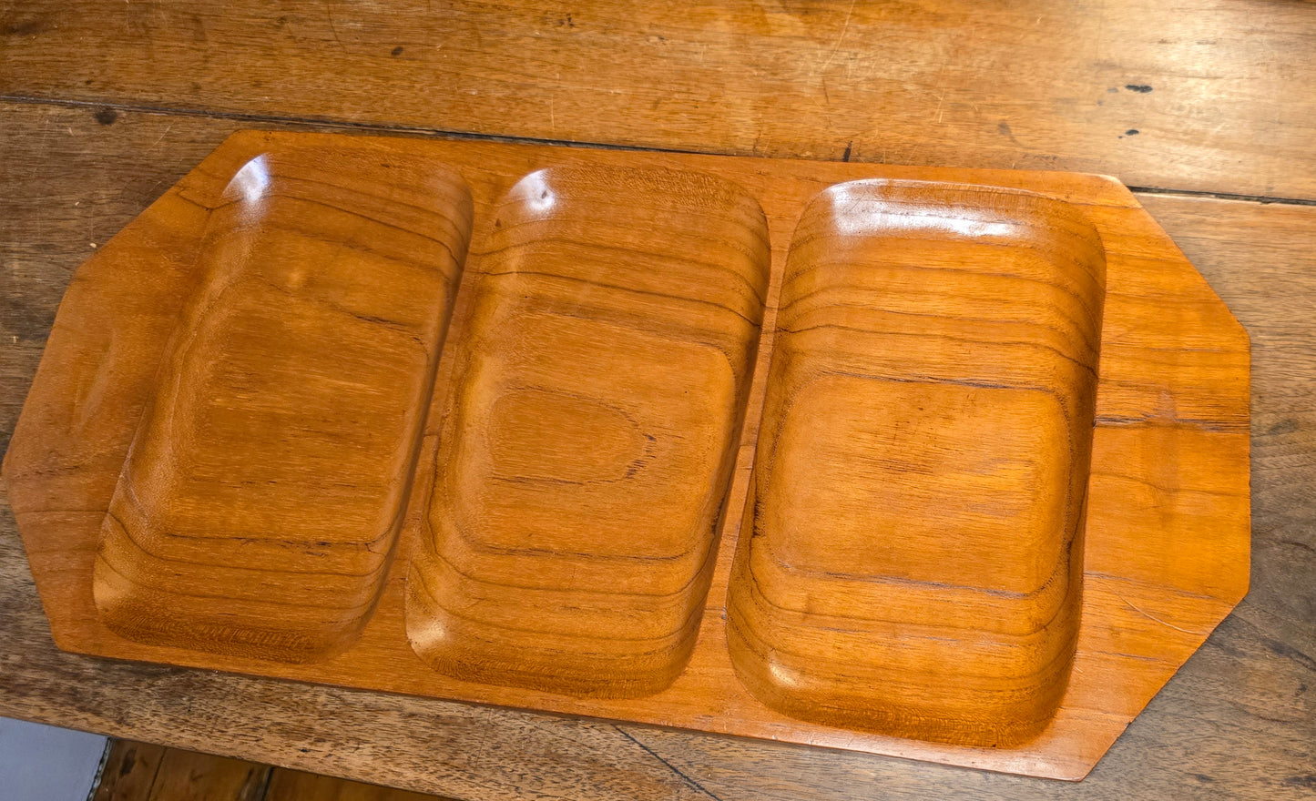 MCM Divided Teak Wood Serving Tray