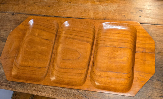MCM Divided Teak Wood Serving Tray
