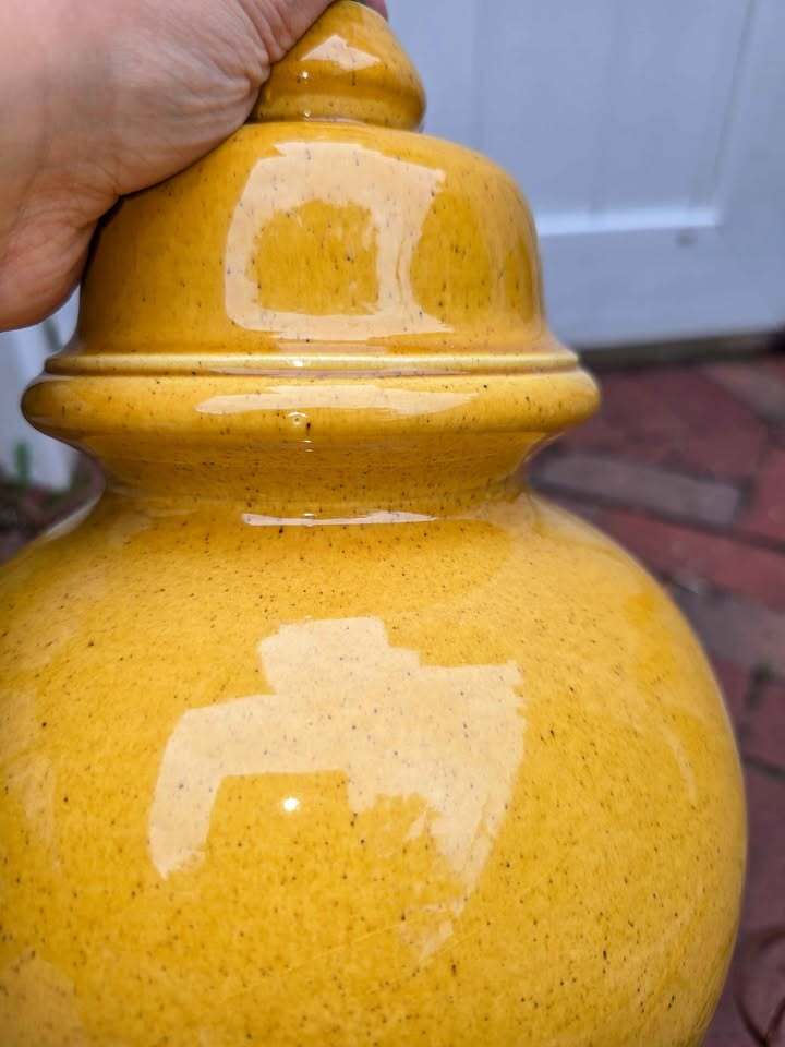 Vintage MCM Haegar Pottery Mustard Yellow Ginger Jar Lamp