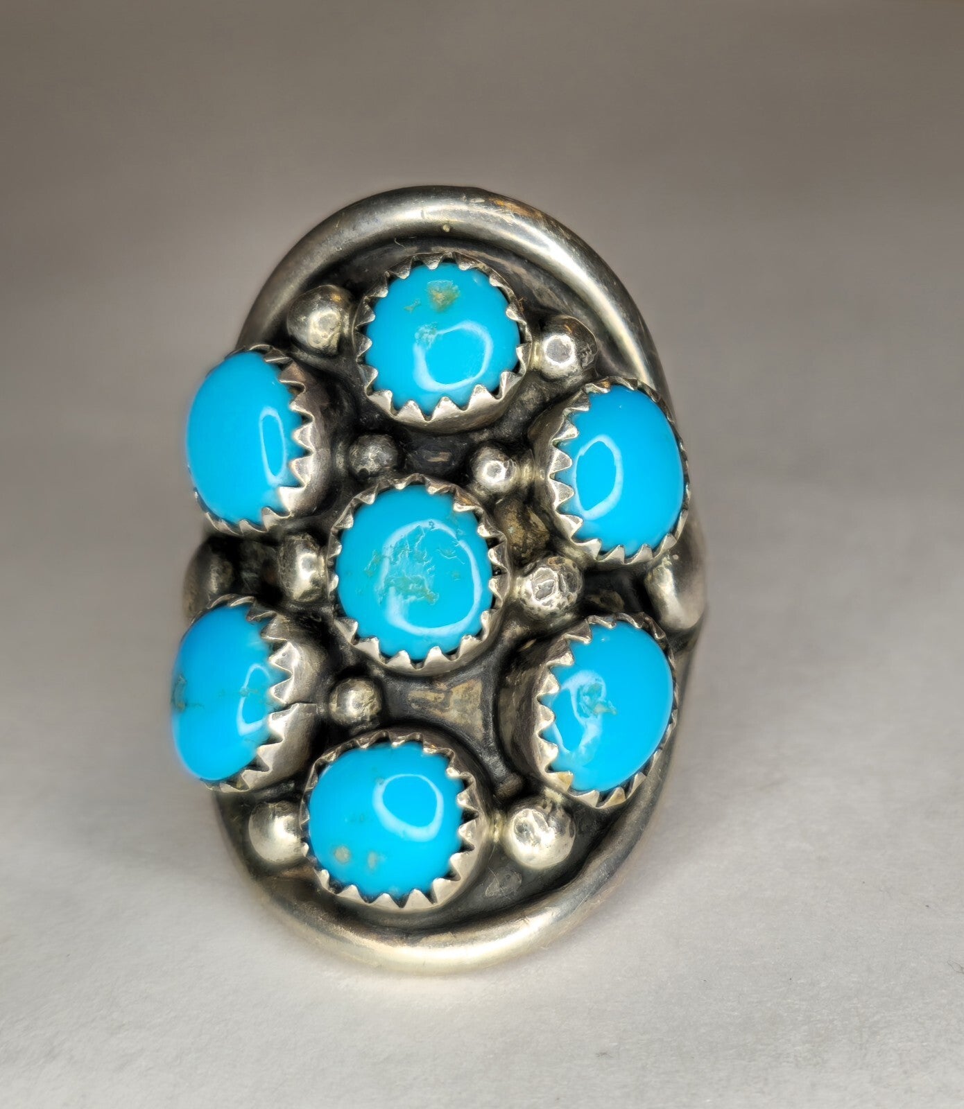 Sterling Silver 925 Ring Vintage Native American Navajo Blue Turquoise, Size 6.5