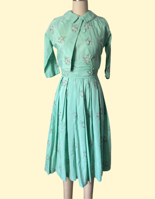 Vintage 50's Floral Dress with Bolero