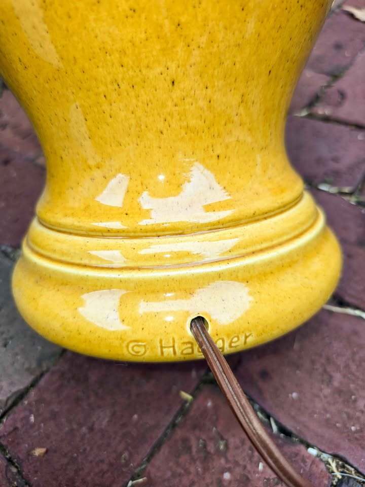 Vintage MCM Haegar Pottery Mustard Yellow Ginger Jar Lamp