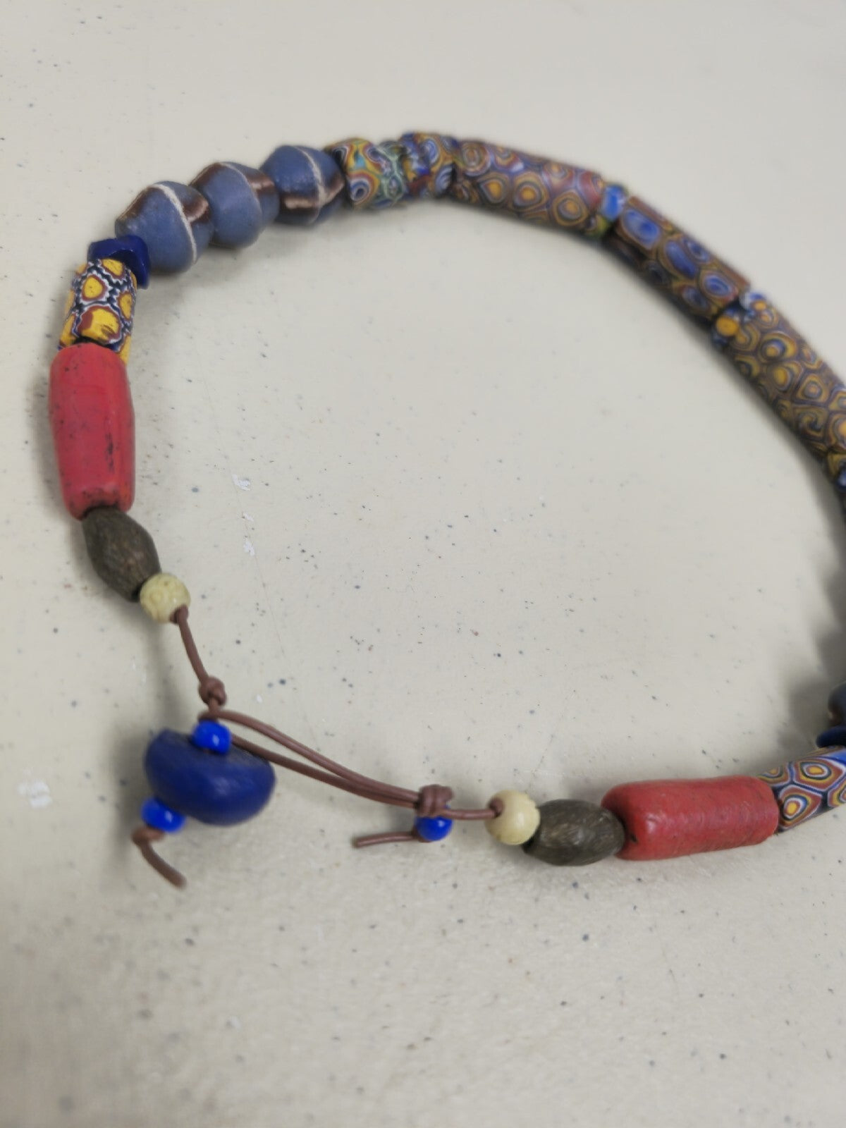 Vintage African Trade Bead Millefiore Necklace Estate jewelry 17"