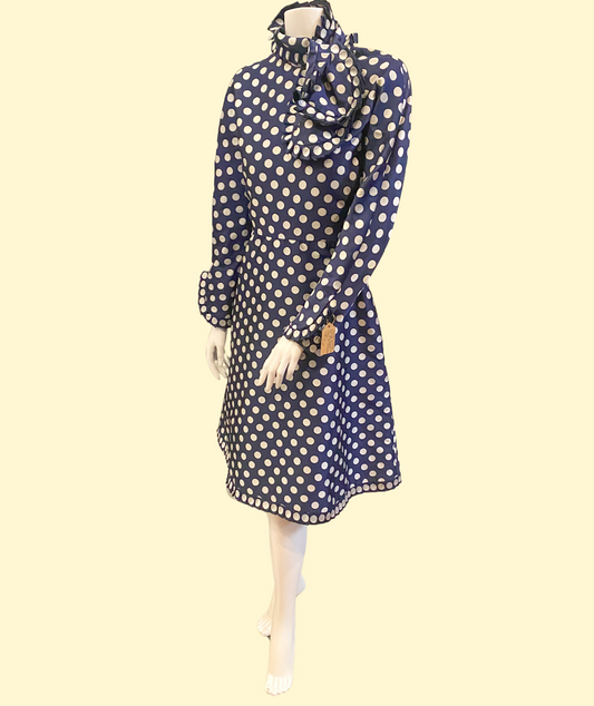 Vintage 70's Geoffrey Beene Polka Dot Dress