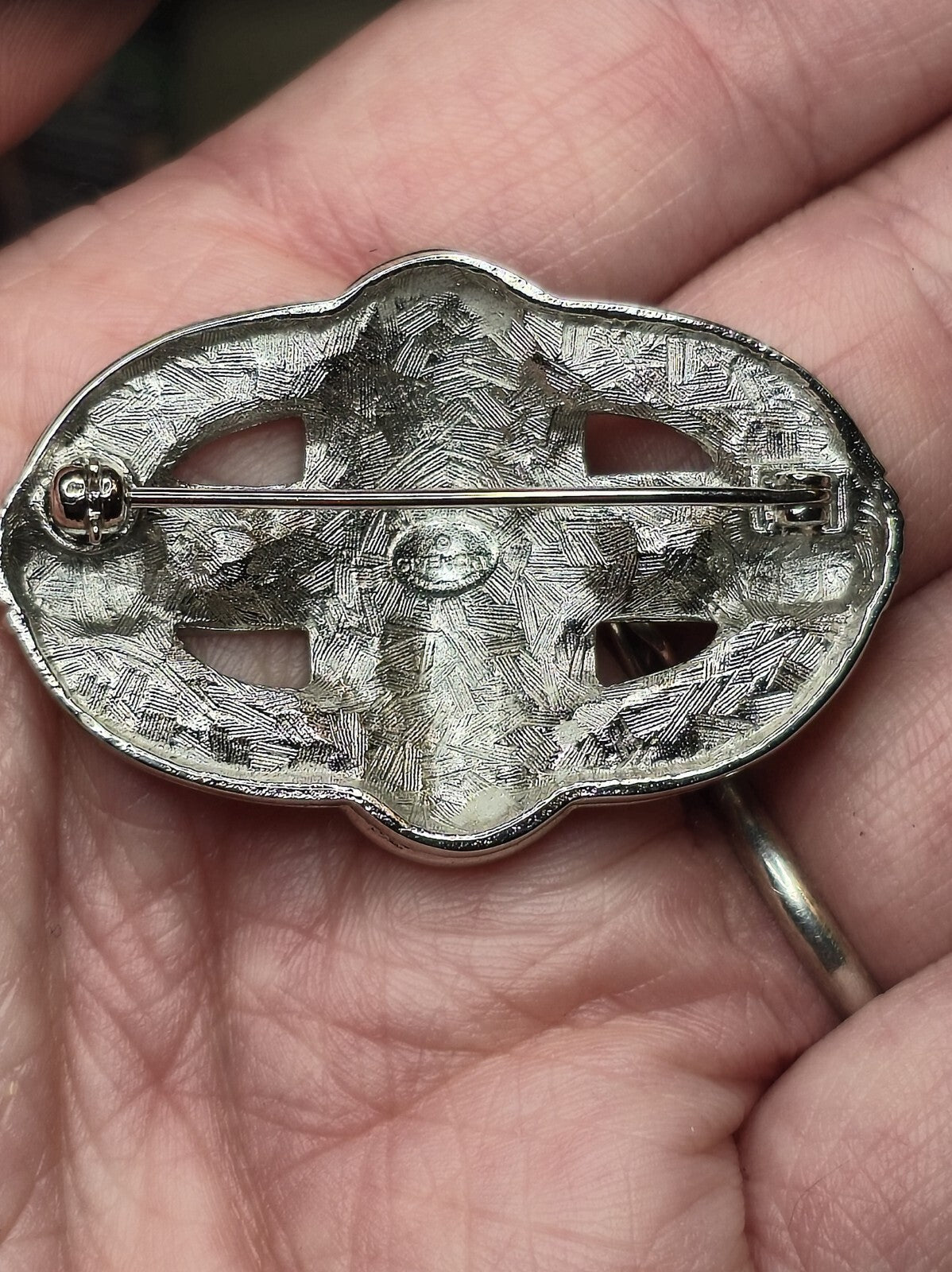 Givenchy Vintage Art Deco Silb Brooch Crystals and Enamel Silver Tone
