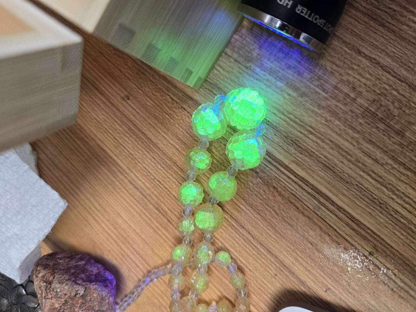 Art Deco Czech Uranium Vaseline Glass Beaded Necklace
