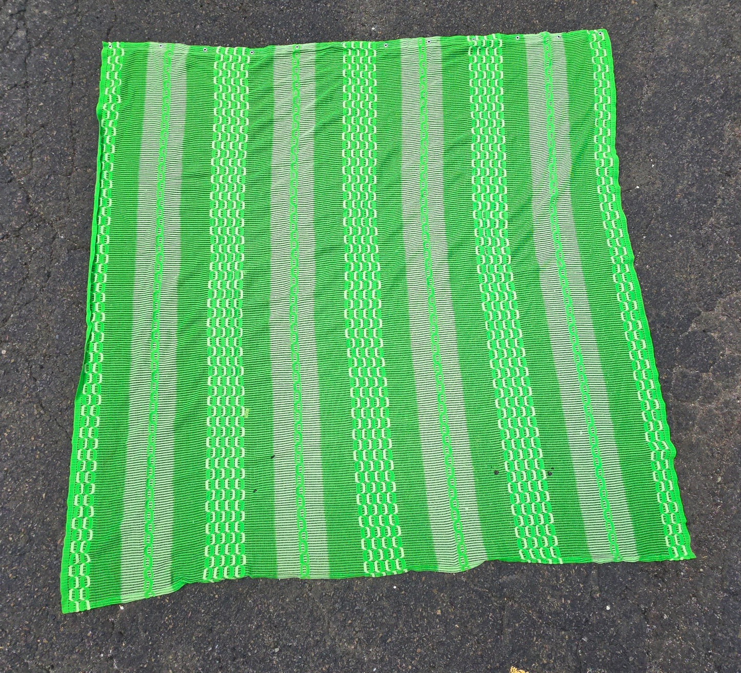 1960s Lime Green Woven Vintage Shower Curtain with Grommets