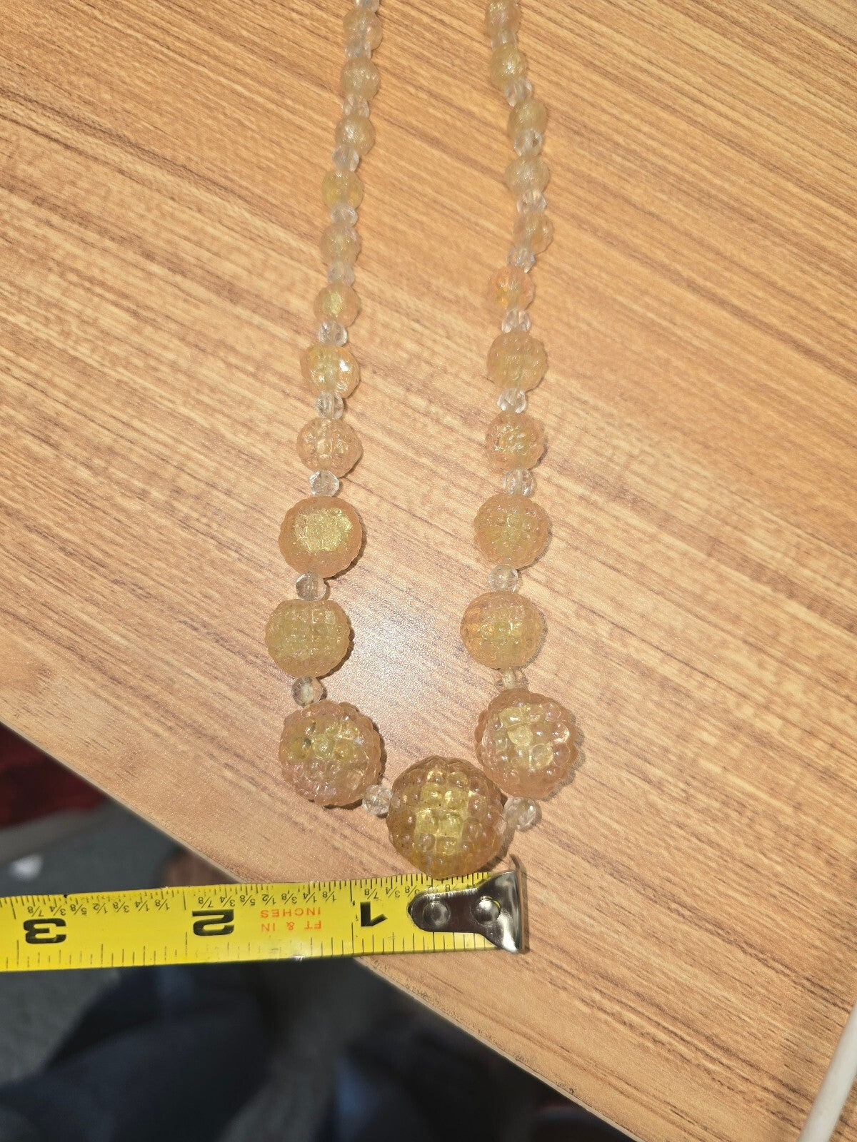Art Deco Czech Uranium Vaseline Glass Beaded Necklace