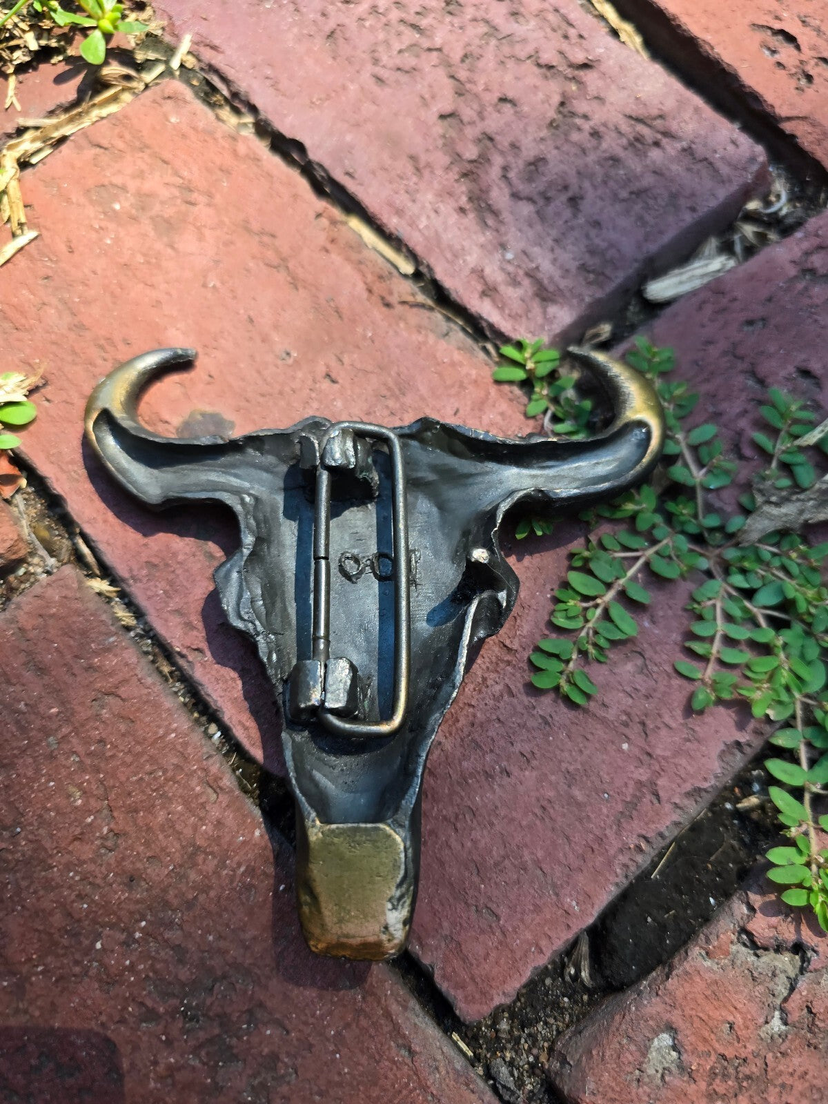 1970s Vintage Brass Longhorn Steer Belt Buckle