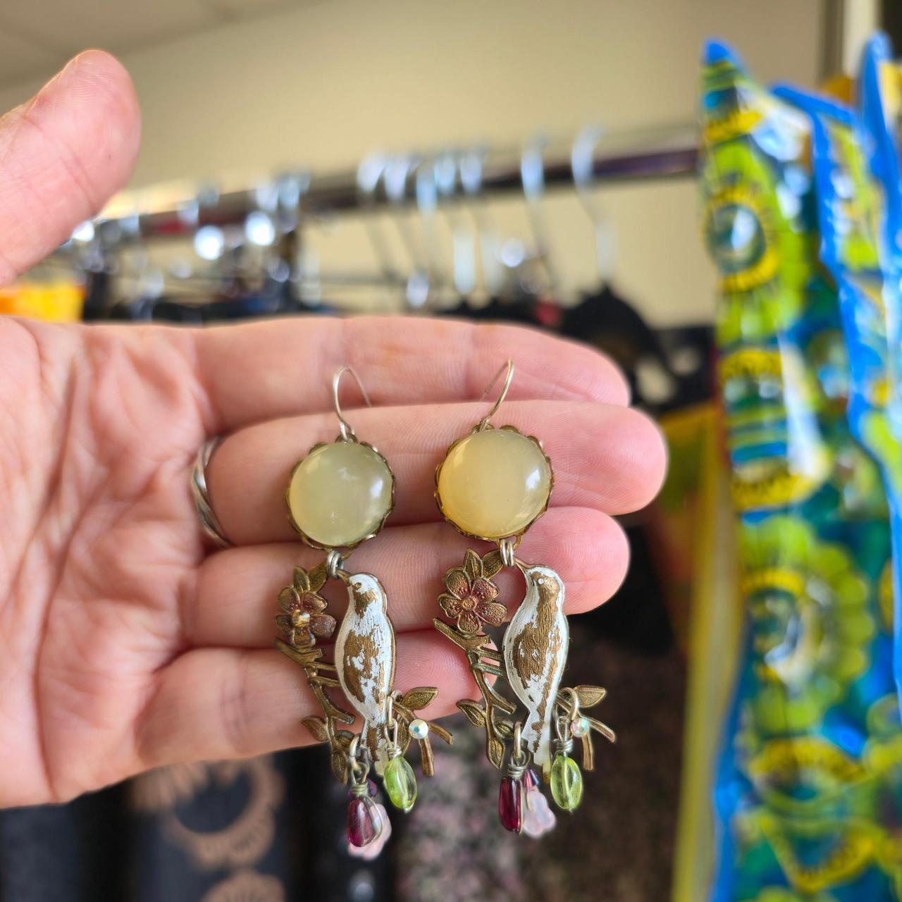 Vintage Brass Bird Dangle Earrings