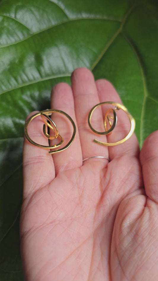 Vintage Rina Young NYC 1 of 1 Earrings 18k Gold Plated