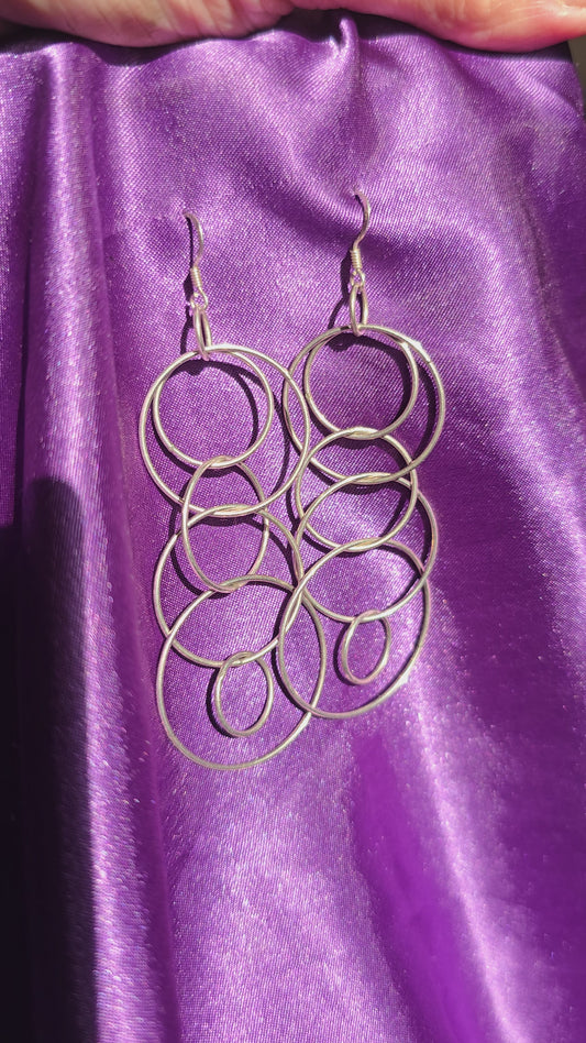 Vintage Sterling Silver Dangling Multihoop Earring