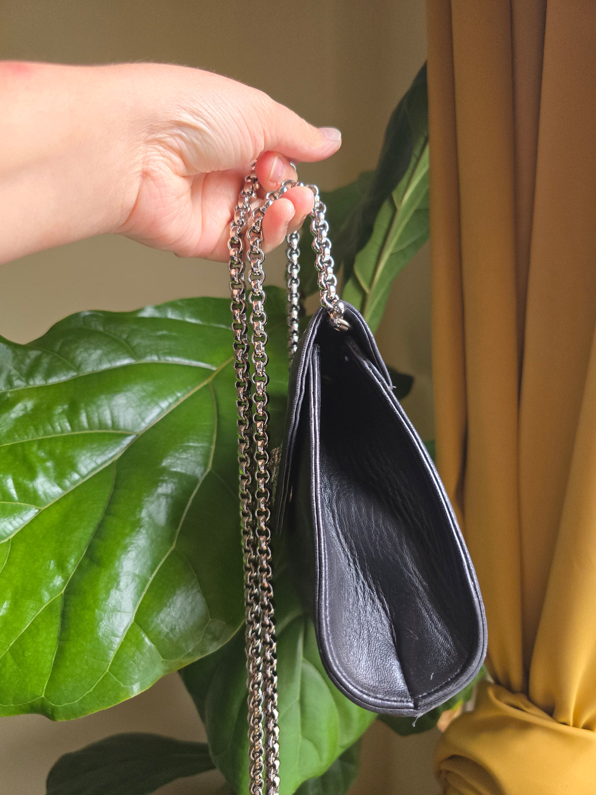 Leather Crossbody Bag with Silver Accents