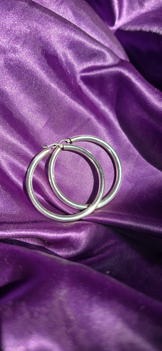 Vintage Sterling Silver Tube Hoops