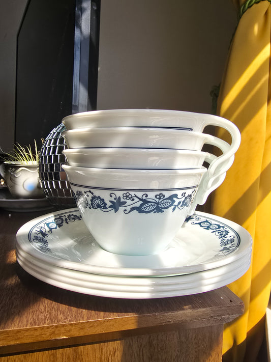 Vintage Corelle Old Town Blue Tea Cup and Plate Set