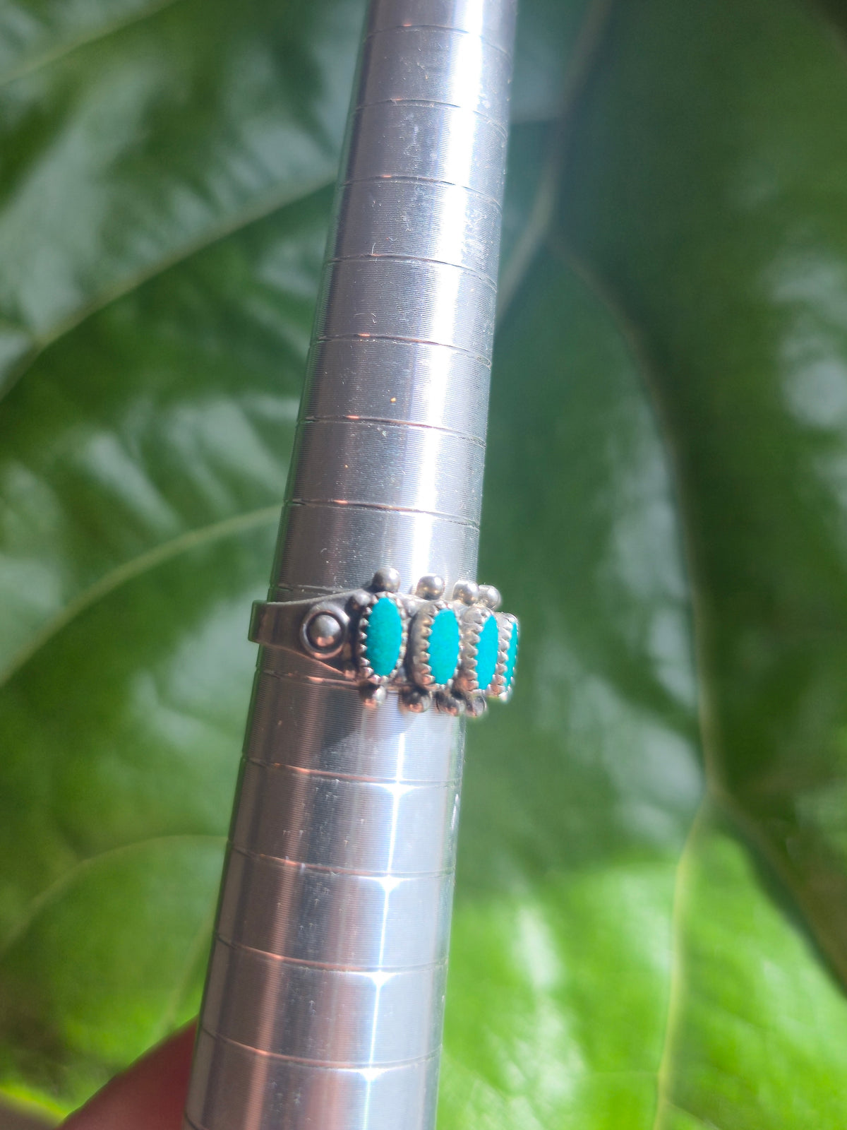 Zuni Native American Sterling Silver and Needlepoint Turquoise Ring (as is)