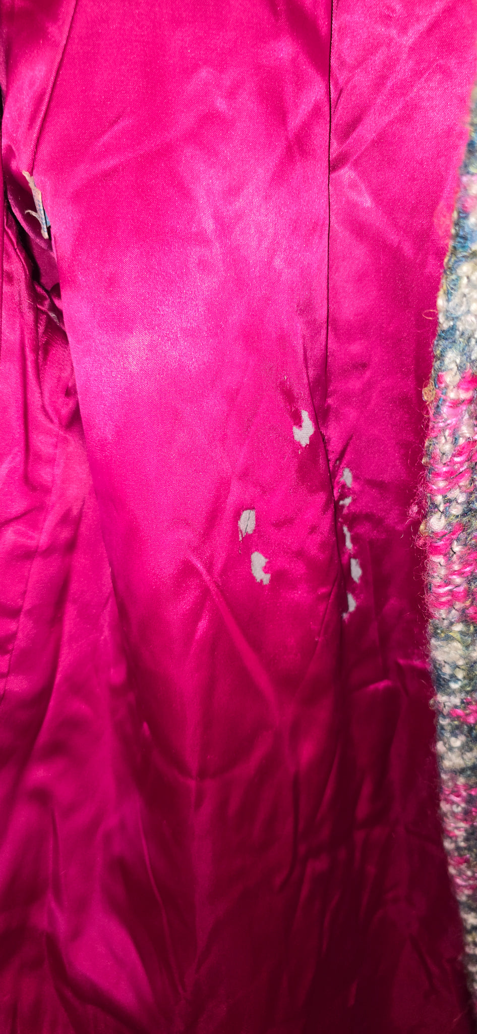 1960s Pink and Green Tweed Overcoat with sleeve guards